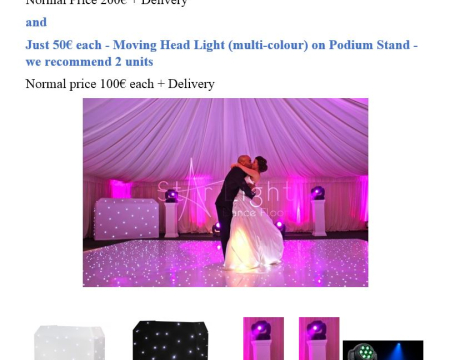 Premier Event / Wedding Supplier Star Light & Wood Effect Dance Floors + More